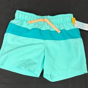 Cat & Jack Aqua Kids Swim Shorts size XS 4/5 green above the knee splash new